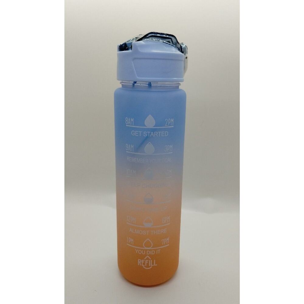 27oz Water Bottle with Time Marker and Straw - Motivational Blue Lid